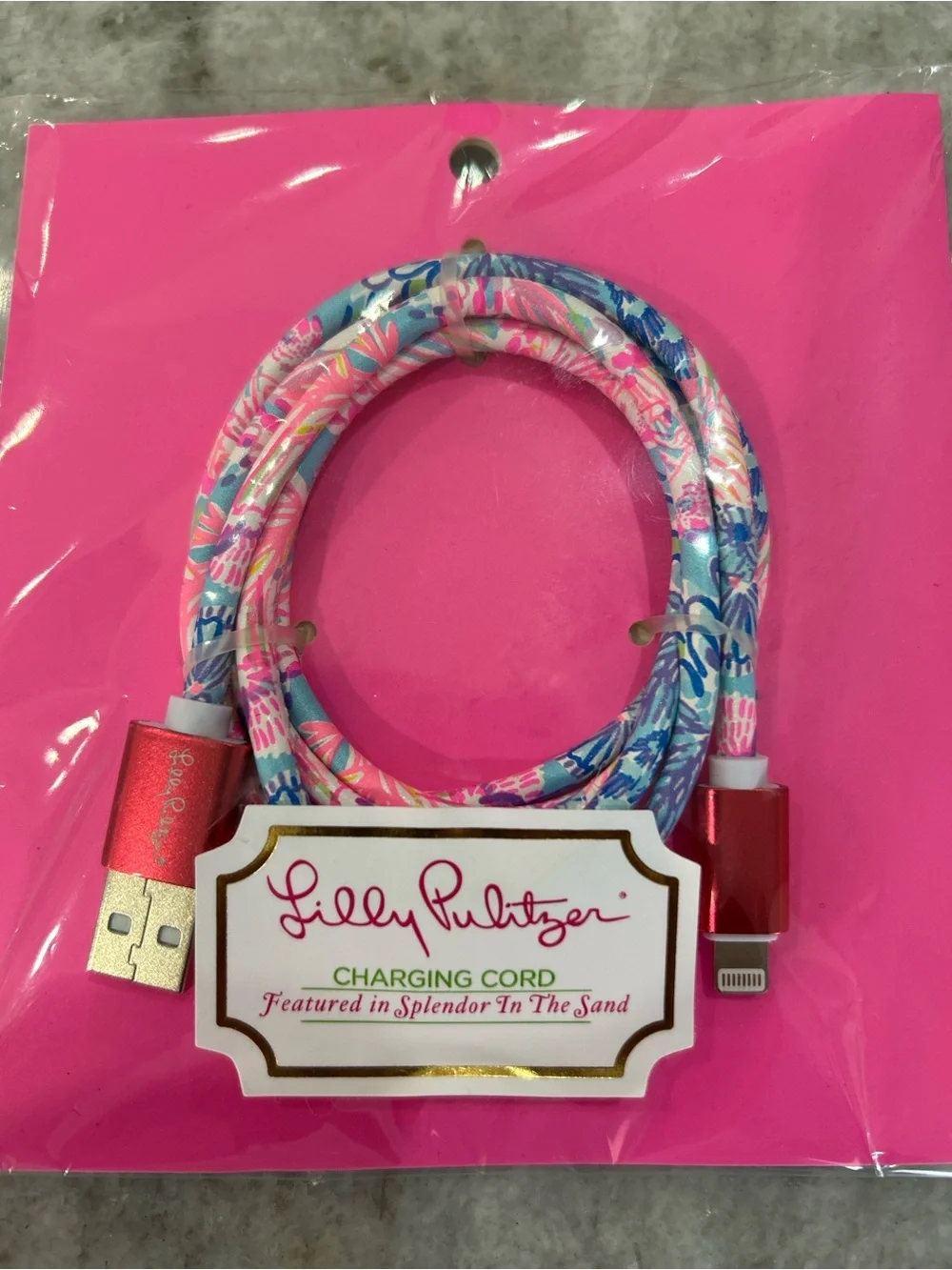 Lilly Pulitzer Splendor in the Sand-Print 8 Pin Charging Cable